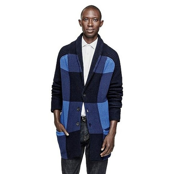 Adam Lippes Cardigan Blue Color Block 